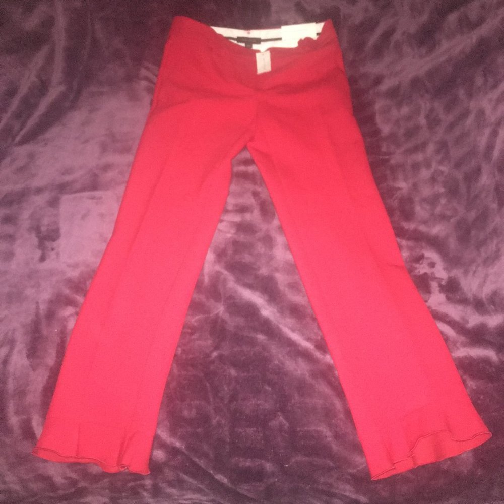 NWT- TALL- Ann Taylor Red Ruffled Ankle Pants